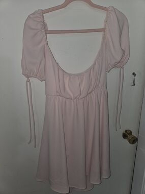 Lucy in the Sky Pale Pink Mini Dress with Puff Sleeves